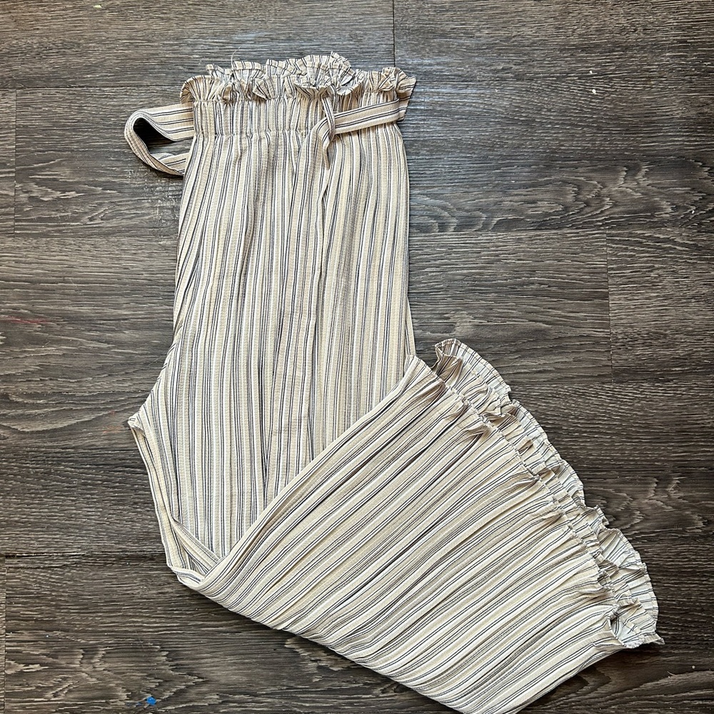 Alice Blue Striped Tan Wide Leg Pants